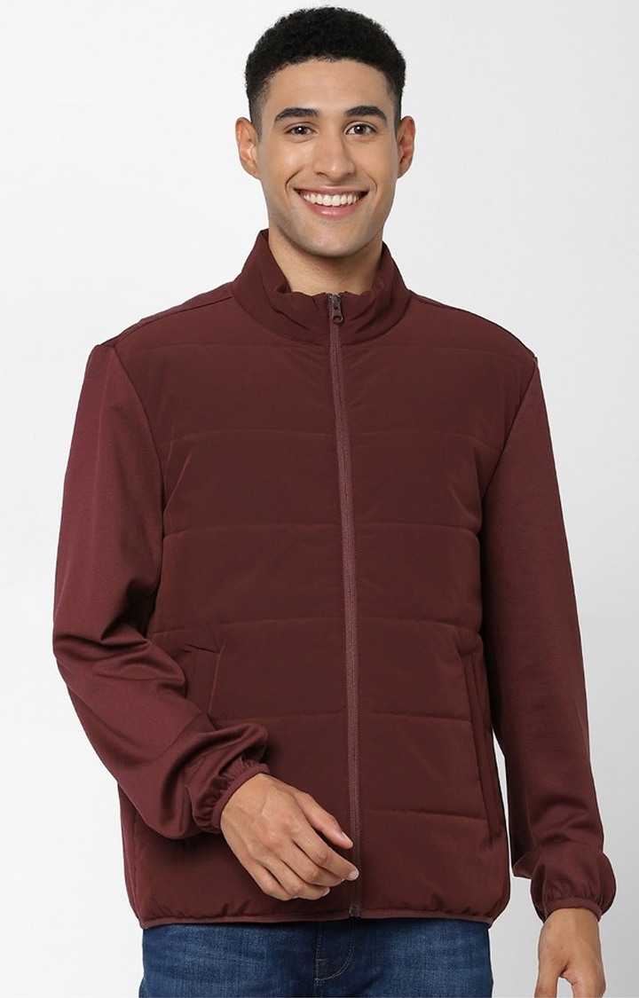 Men's Red Solid Bomber Jackets