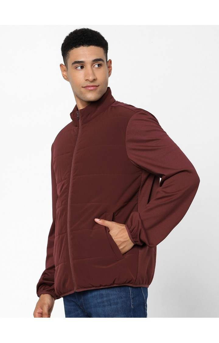 Men's Red Solid Bomber Jackets
