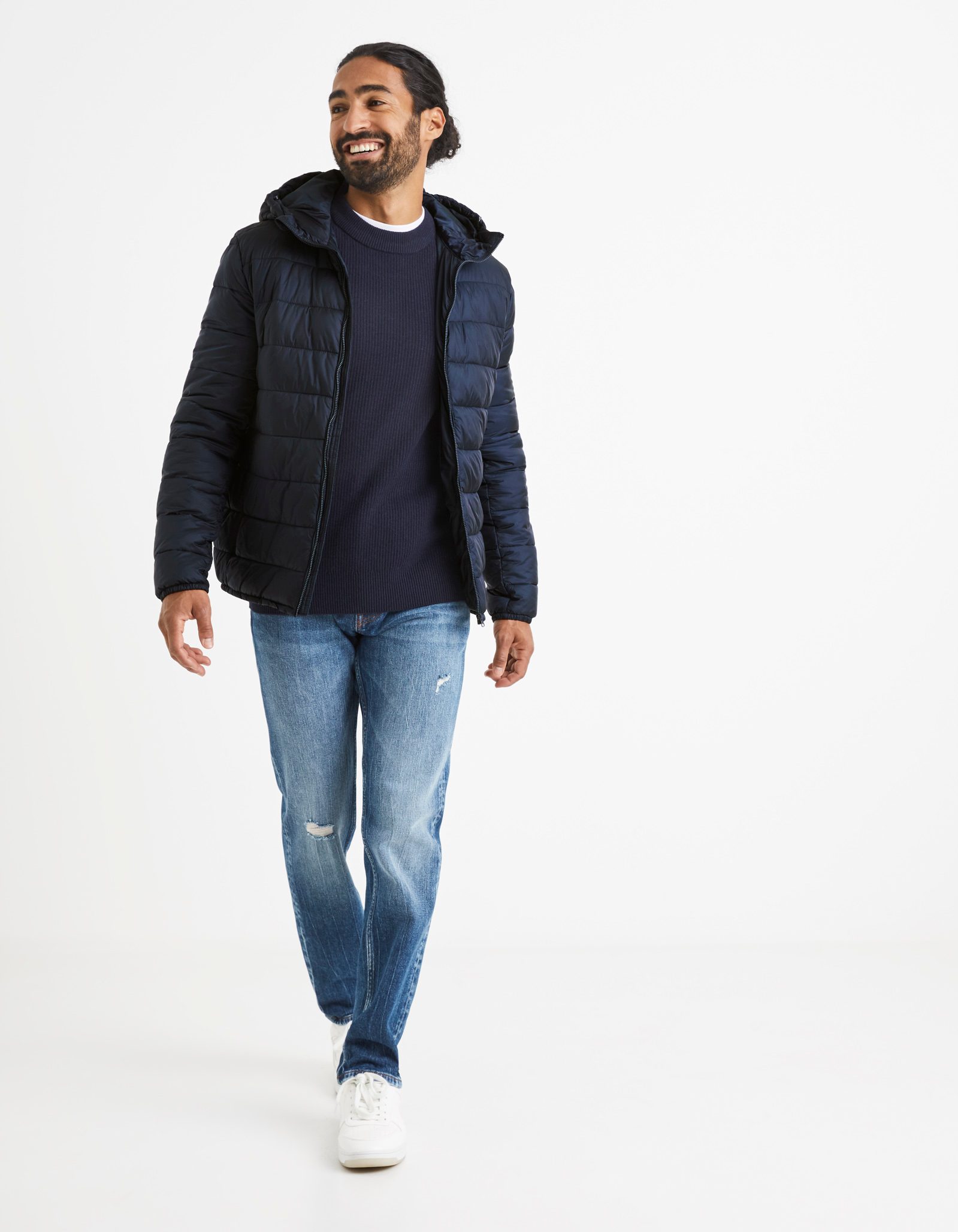 Men's Blue Solid Bomber Jackets