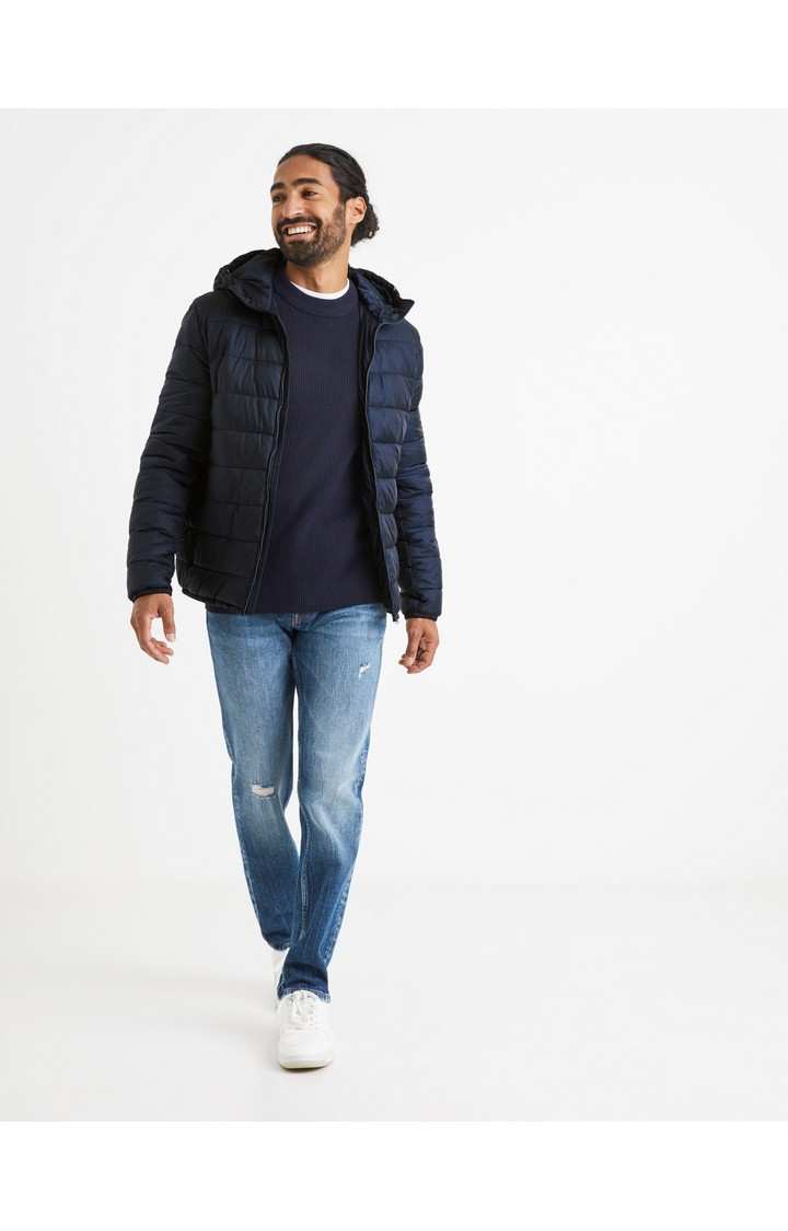 Men's Blue Solid Bomber Jackets