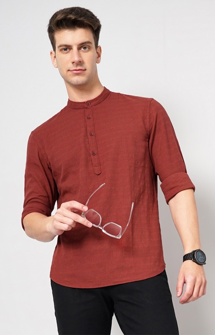 celio | Men's Red Solid Casual Shirts