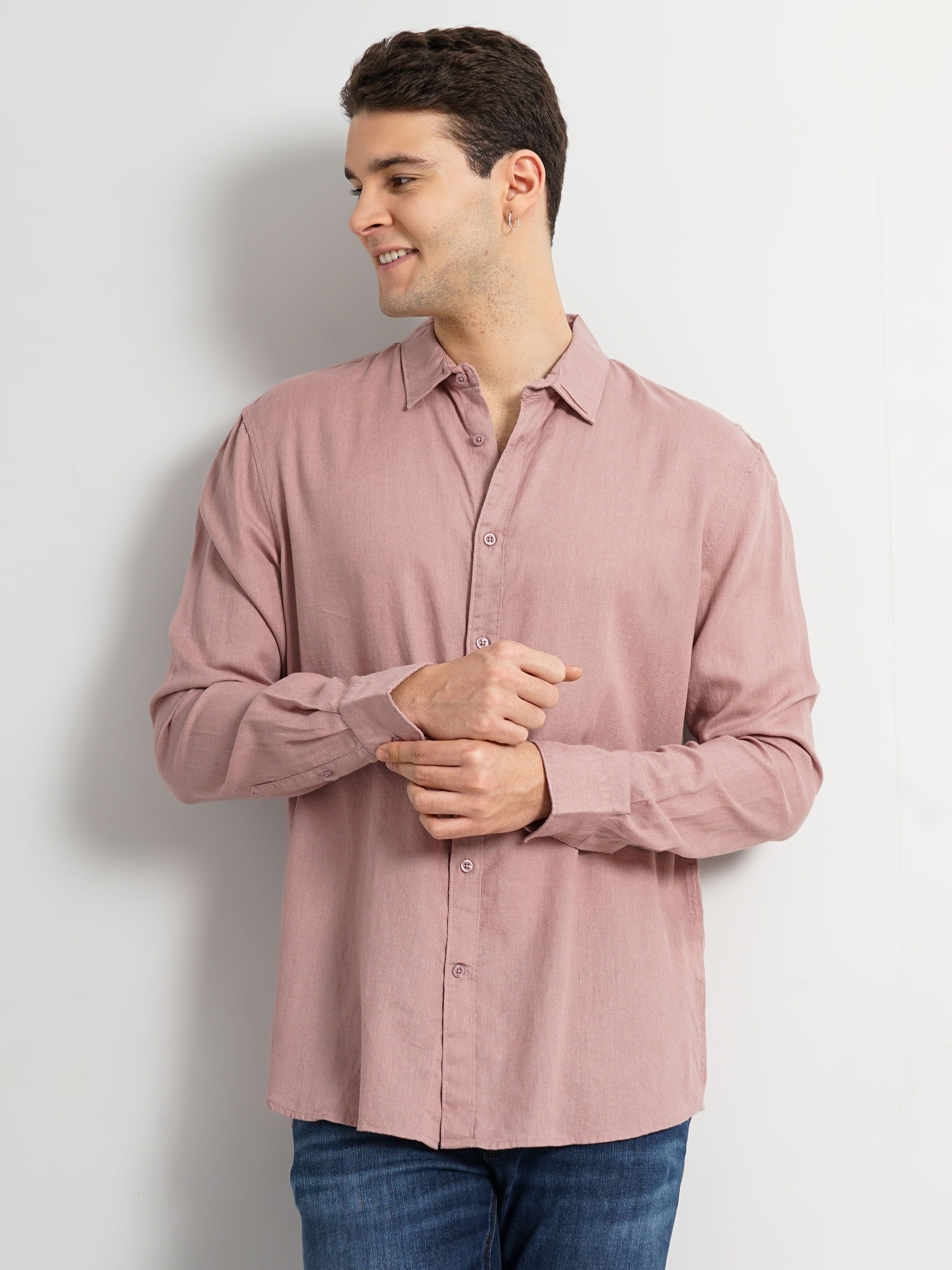 Celio Men's Solid Linen Shirt