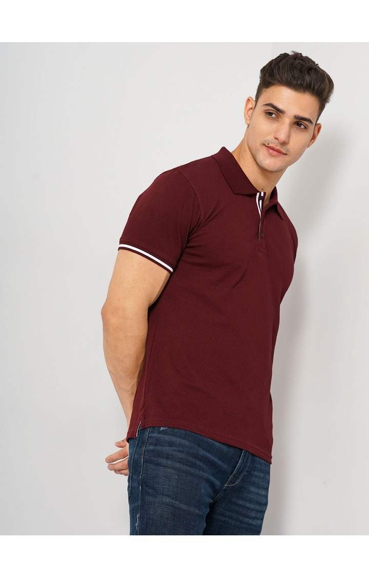 Men's Red Solid Polos