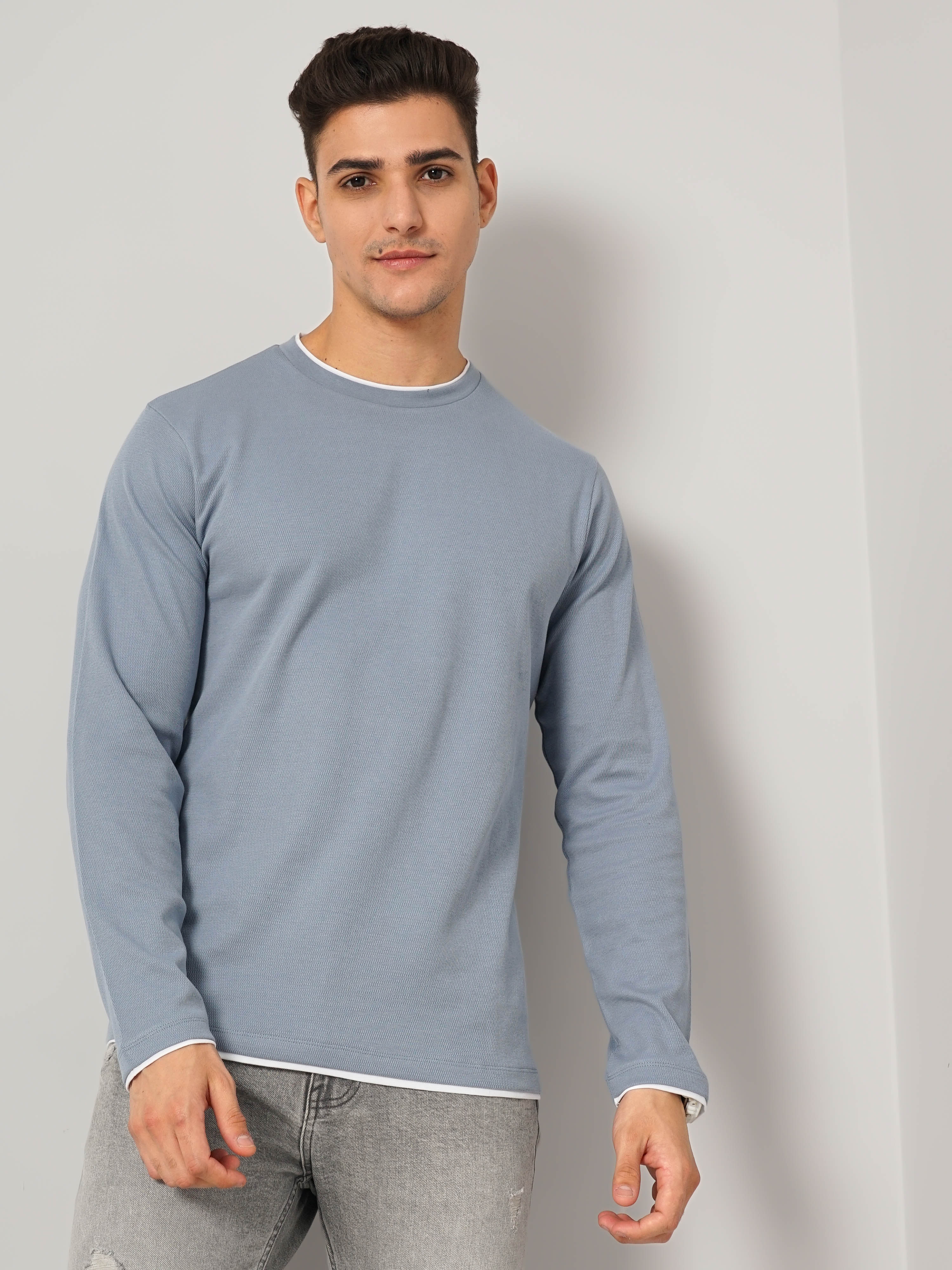 celio | Men's Blue Knitted Sweatshirts