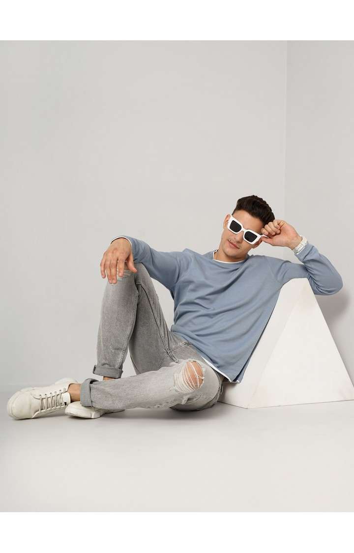 Men's Blue Knitted Sweatshirts