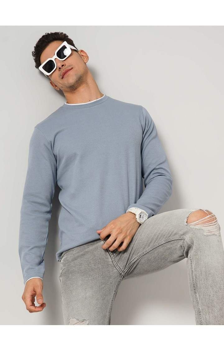 Men's Blue Knitted Sweatshirts