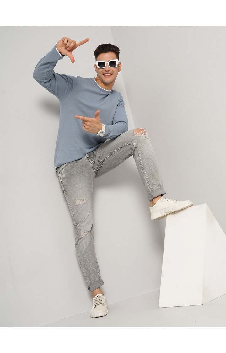 Men's Blue Knitted Sweatshirts
