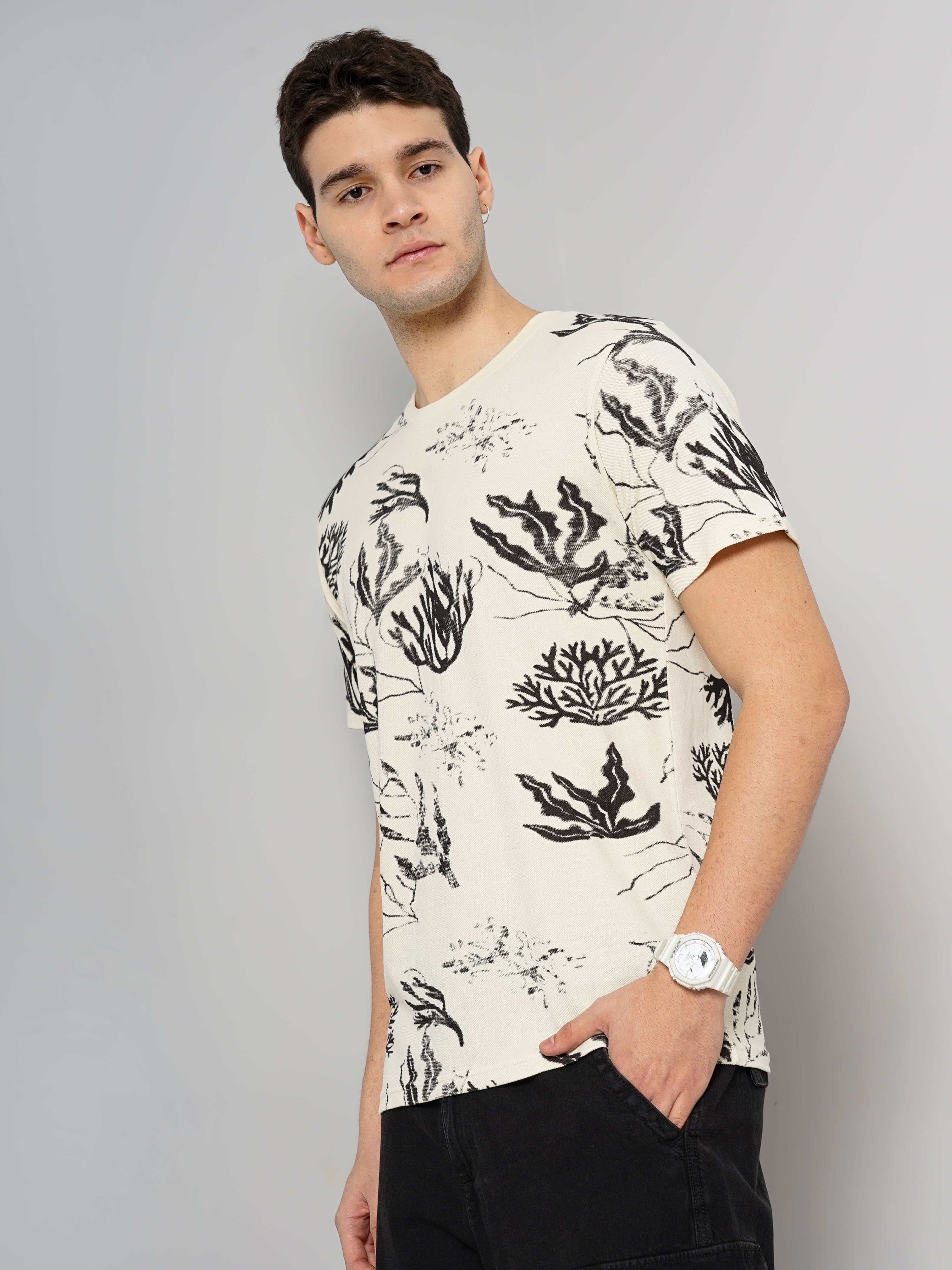 celio | Celio Men's Leaf-Print T-Shirt 1