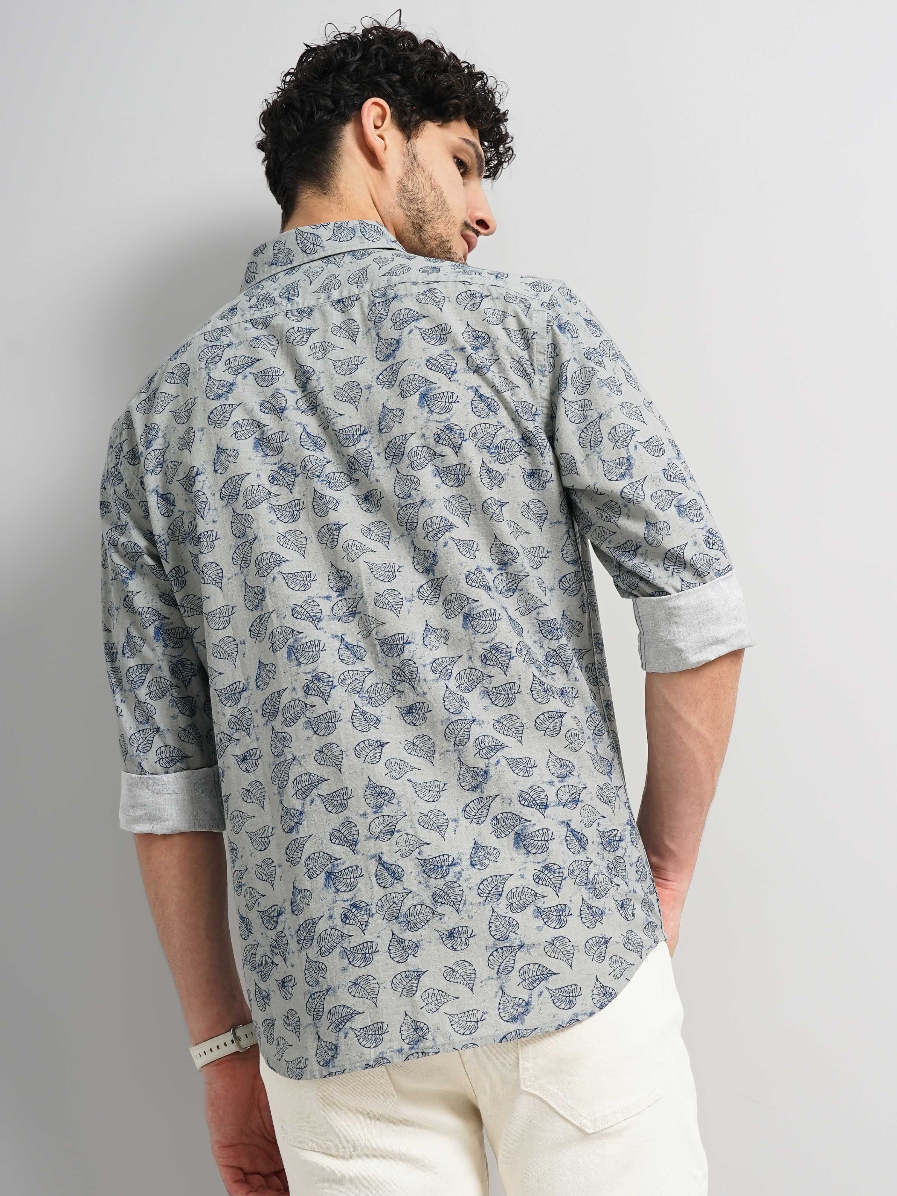 Celio Men's Leaf-Print Shirt