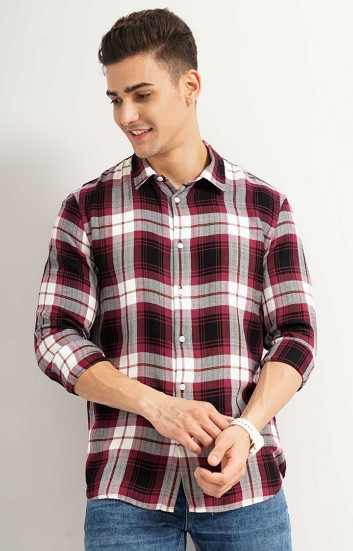 celio | Men's Red Checked Casual Shirts