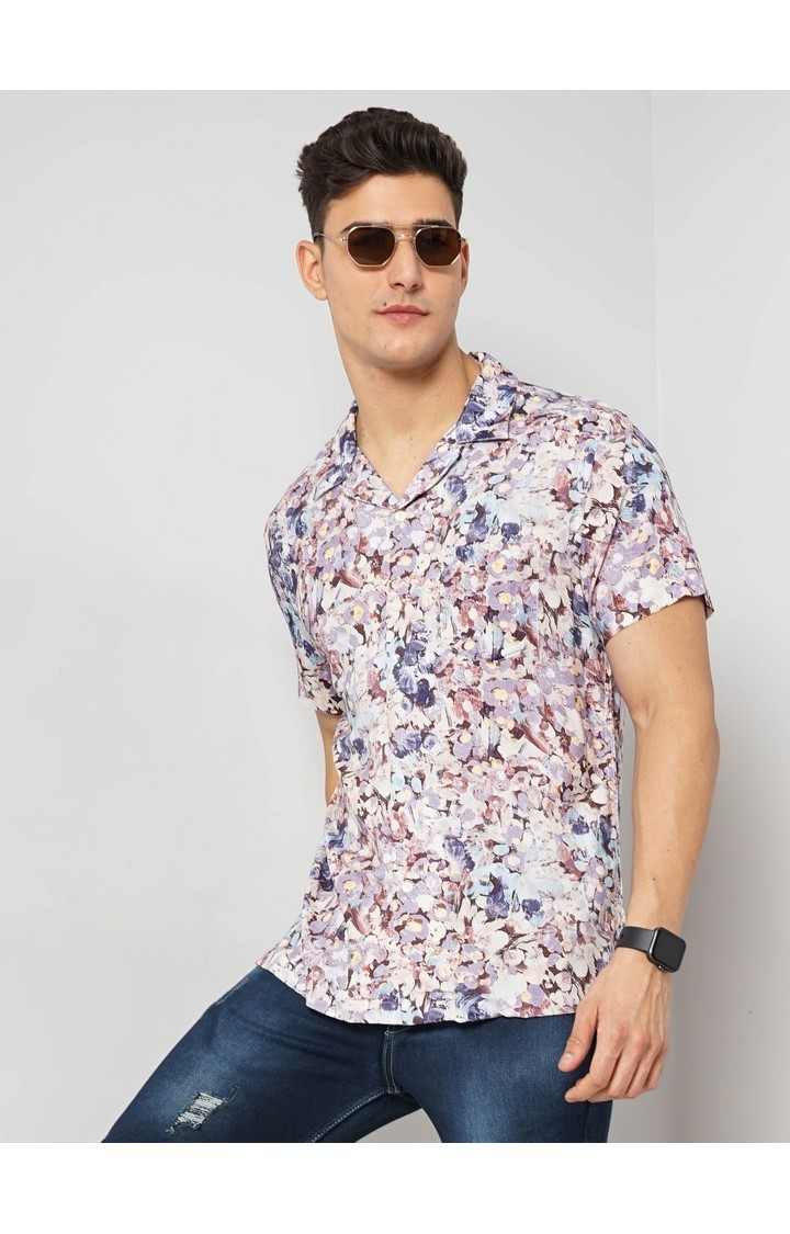 Celio Men's Abstract Multi Half Sleeve Soft Touch Shirt