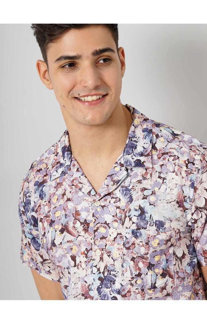 Celio Men's Abstract Multi Half Sleeve Soft Touch Shirt