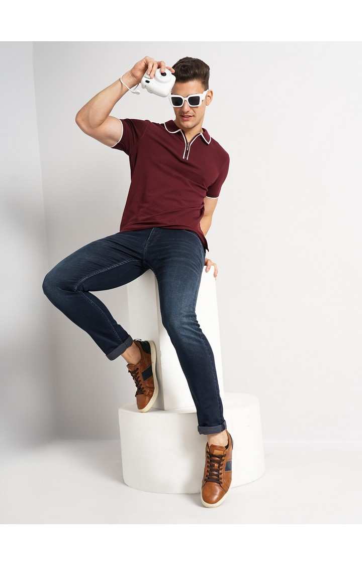 Men's Solid Knit Denim Jeans