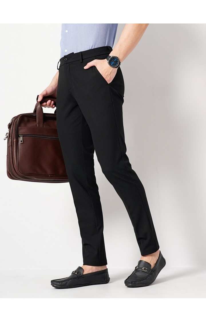 Men's Solid Black Trouser