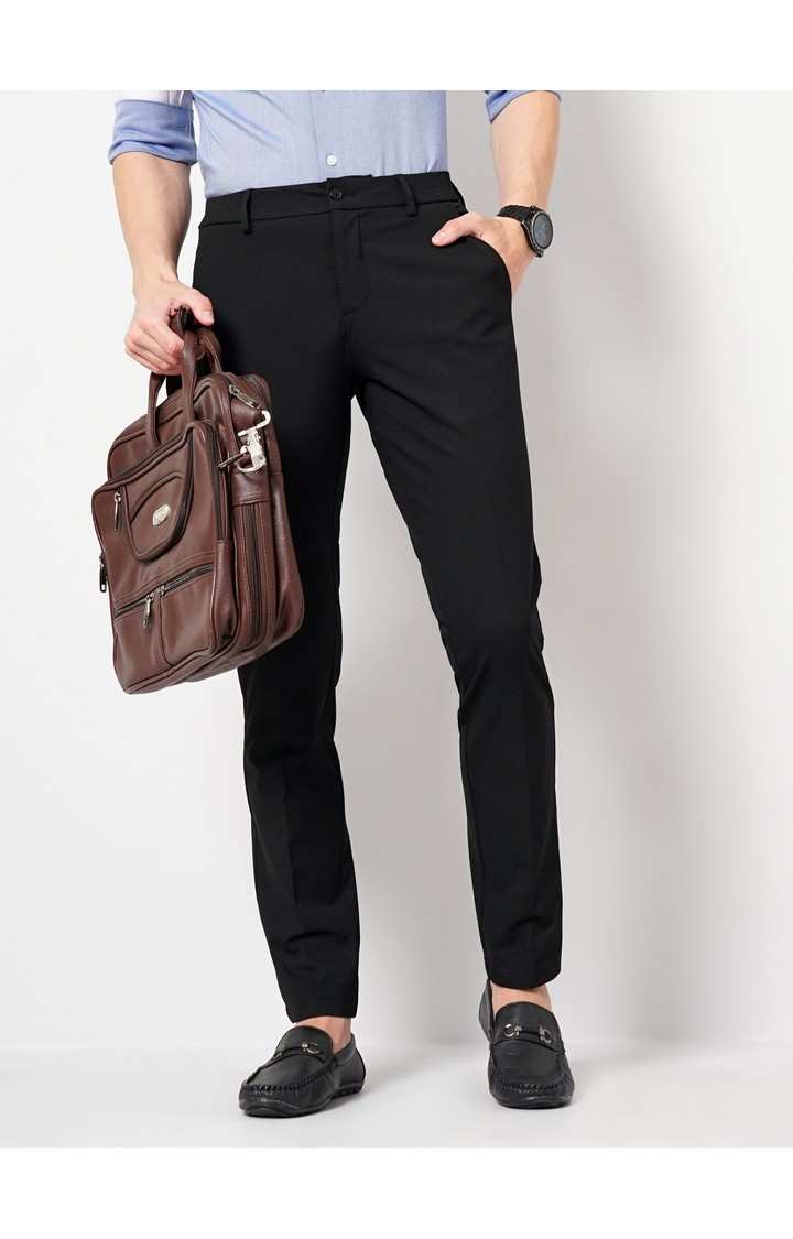 Men's Solid Black Trouser