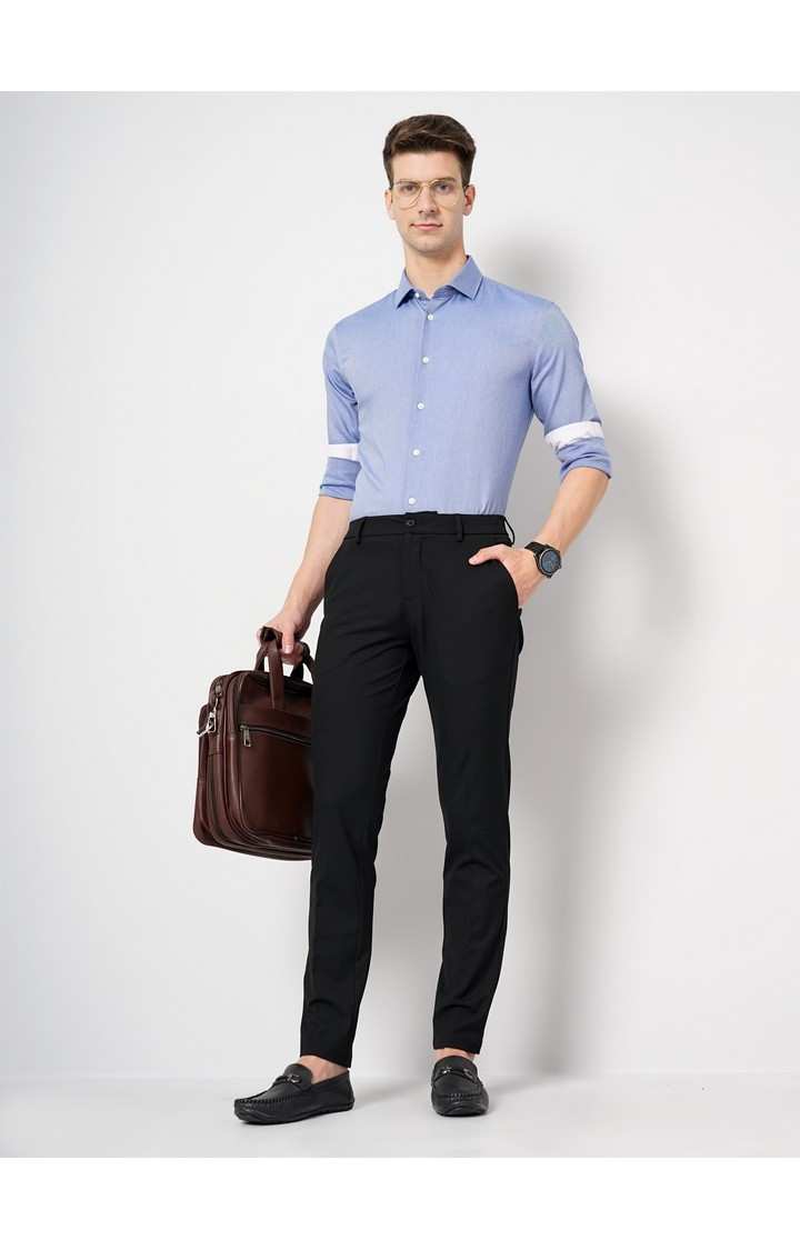 Men's Solid Black Trouser