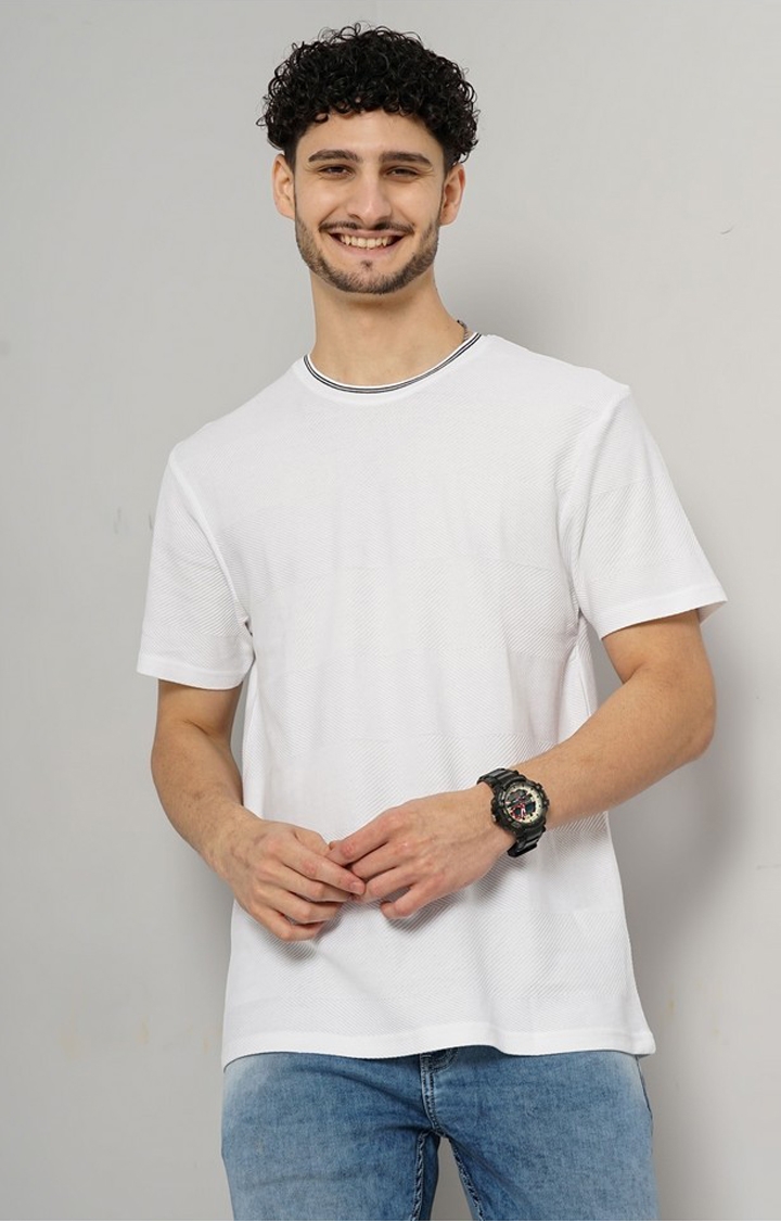 celio | Celio Men's Solid White Half Sleeve Round Neck Fashion Tshirt