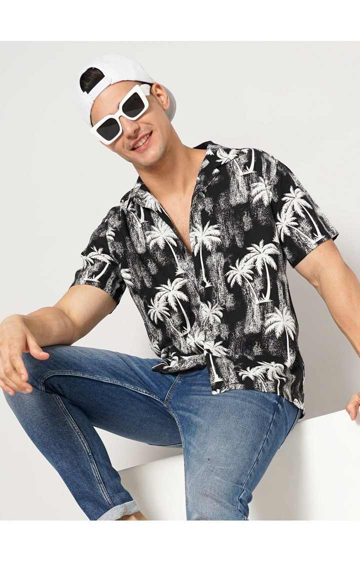 Men's Black Printed Casual Shirts