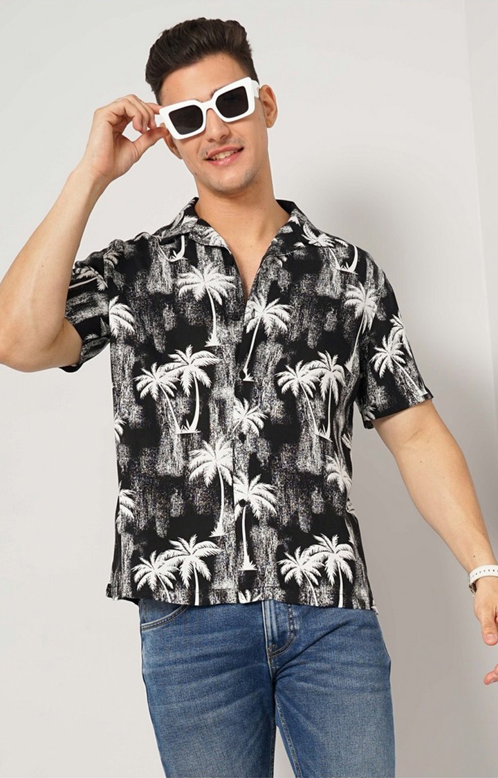 celio | Men's Black Printed Casual Shirts