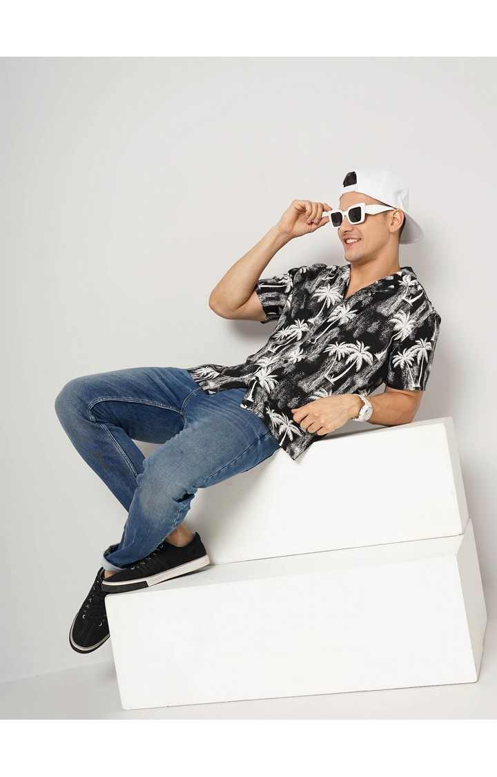 Men's Black Printed Casual Shirts