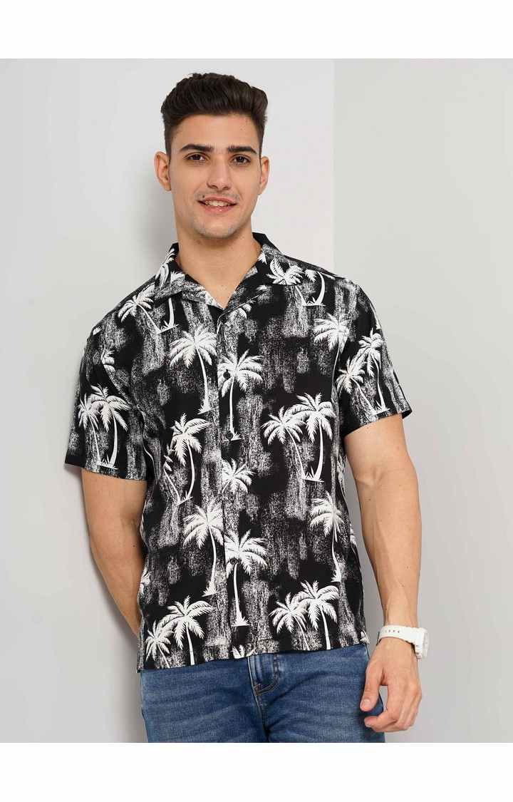Men's Black Printed Casual Shirts
