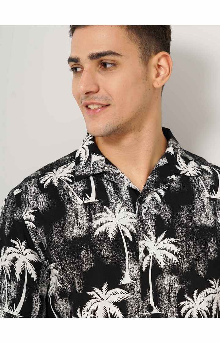 Men's Black Printed Casual Shirts