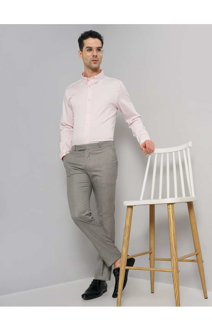 Celio Men Pink Solid Slim Fit Cotton Formal Shirt