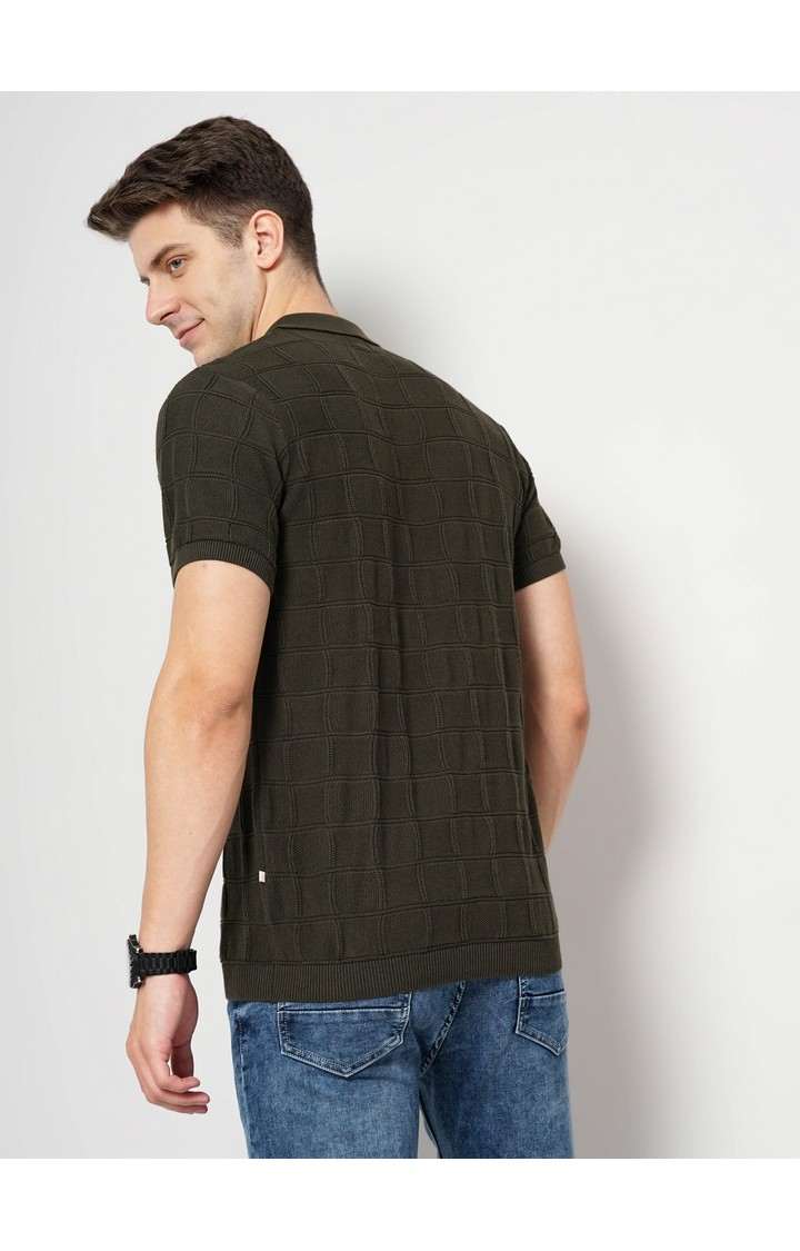 Men's Green Solid Polos