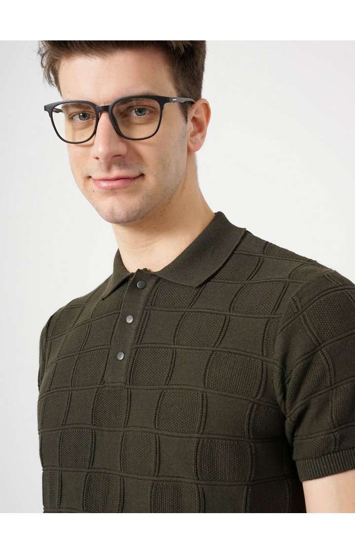 Men's Green Solid Polos