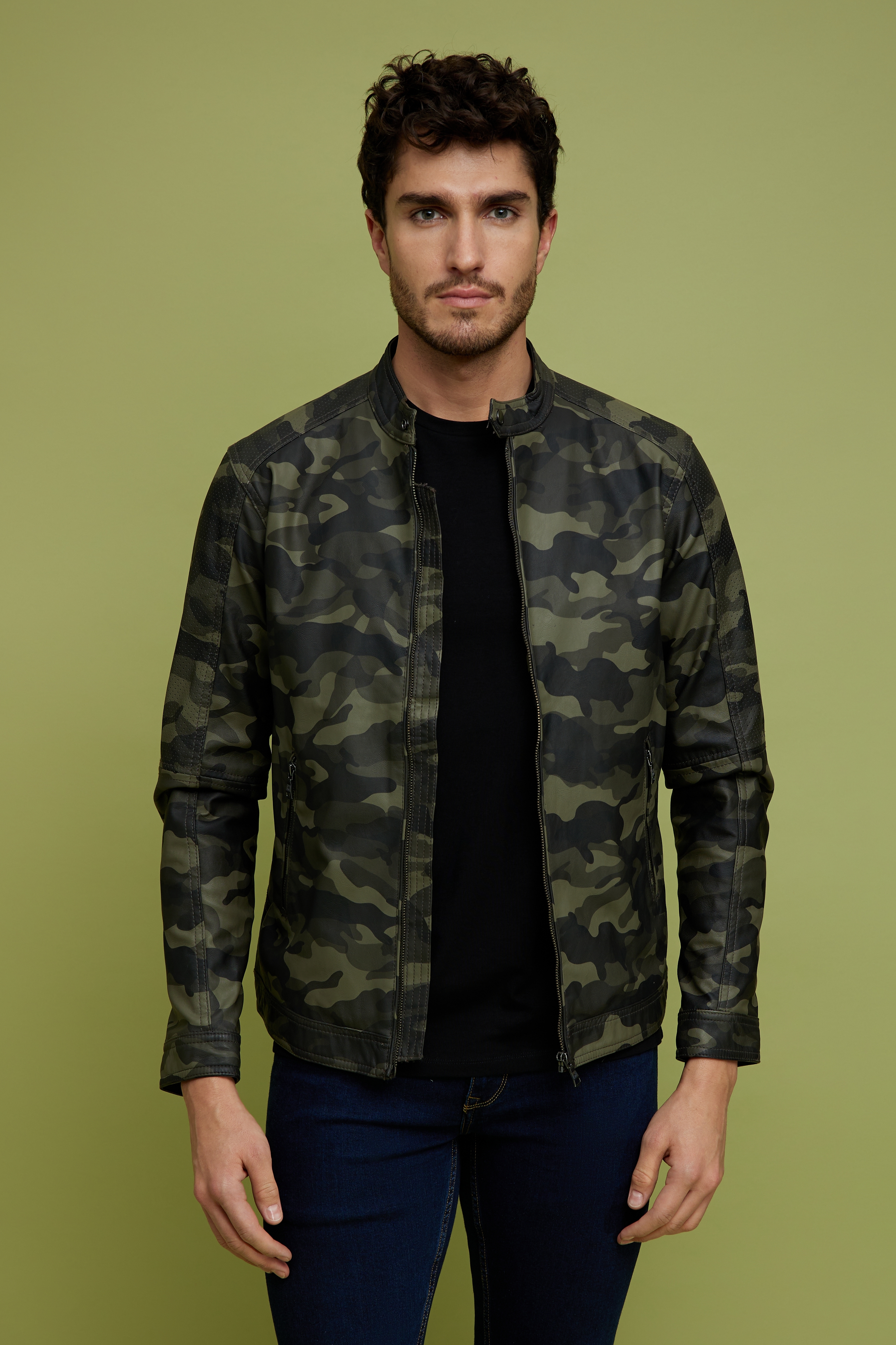 celio | Men's Green Camouflage Western Jackets