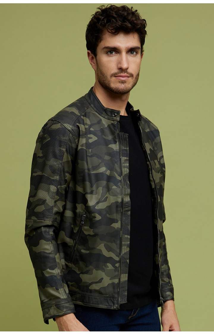 Men's Green Camouflage Western Jackets