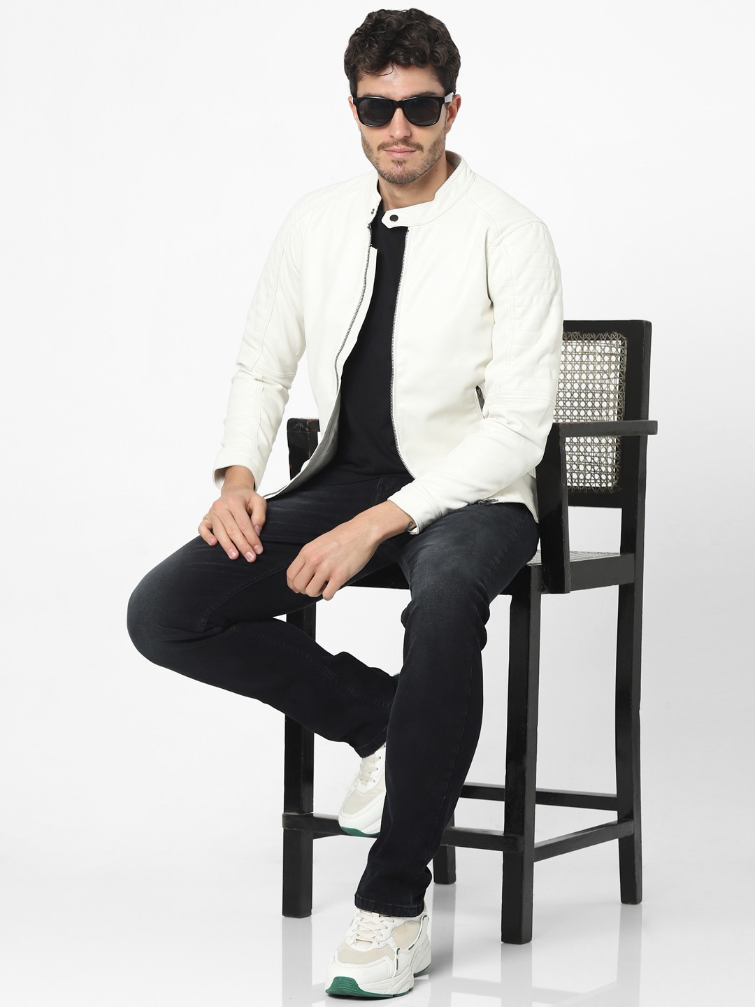 Celio white leather on sale jacket