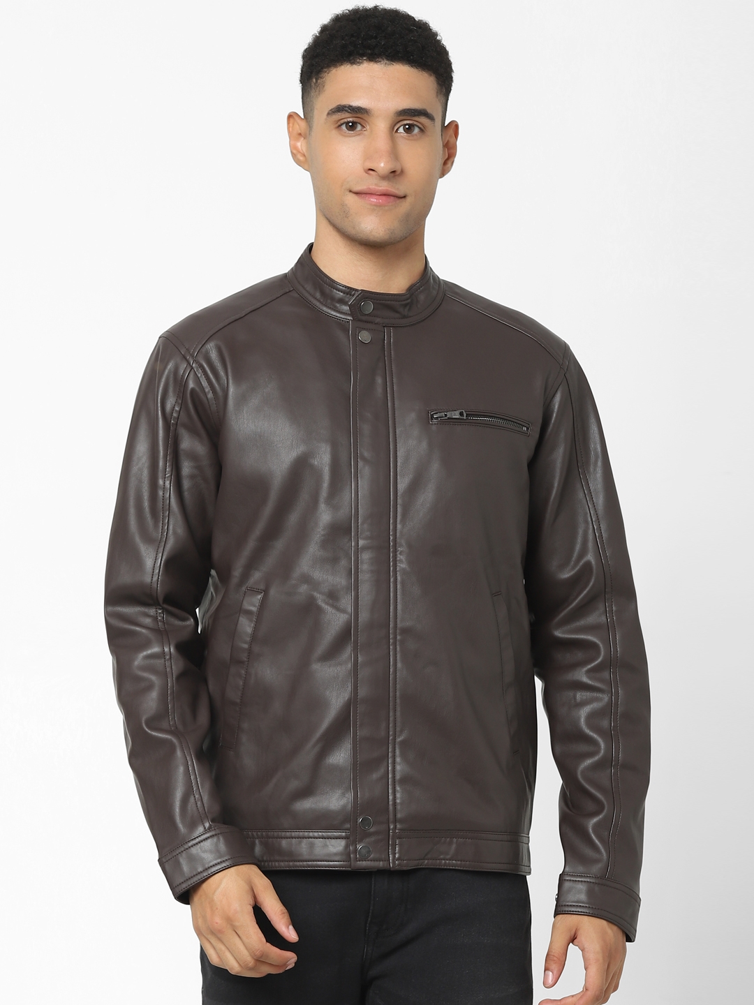 celio | Men's Brown  Leather Jackets