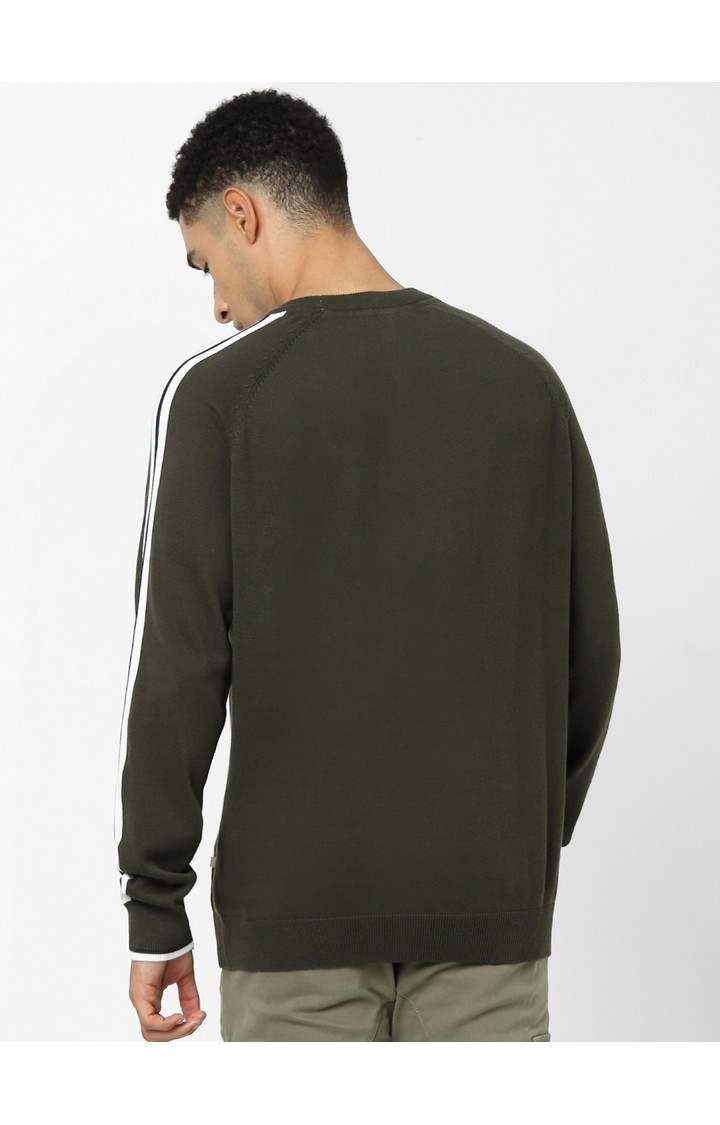 Men's Green Solid Sweaters