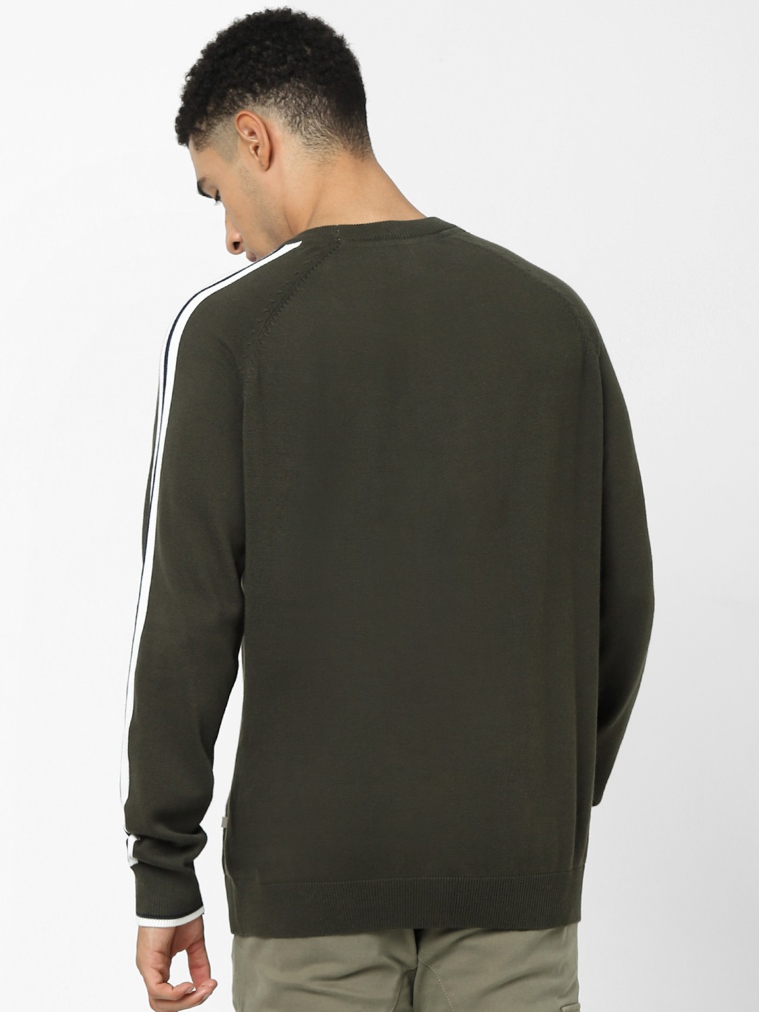 Men's Green Solid Sweaters