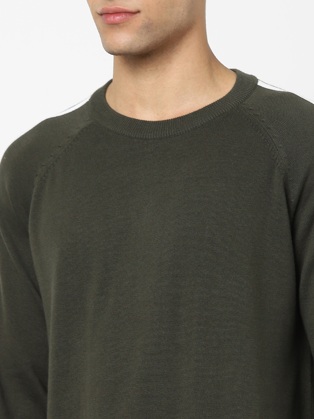 Men's Green Solid Sweaters