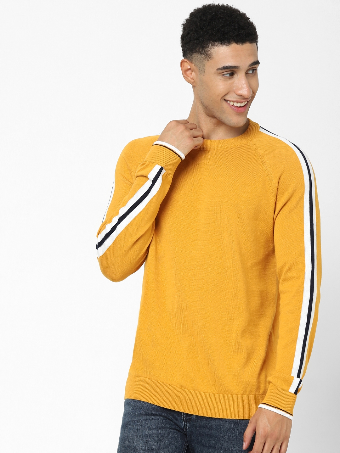 celio | Men's Yellow Solid Sweaters