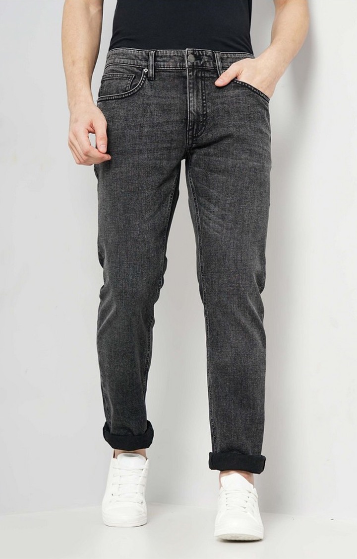 Celio Men Black Straight Fit Cotton Twill Denim Jeans