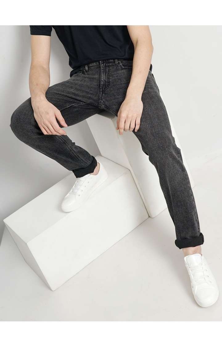 Celio Men Black Straight Fit Cotton Twill Denim Jeans