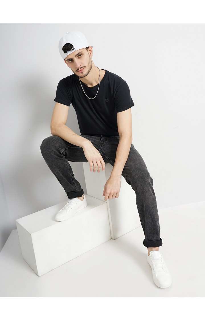 Celio Men Black Straight Fit Cotton Twill Denim Jeans