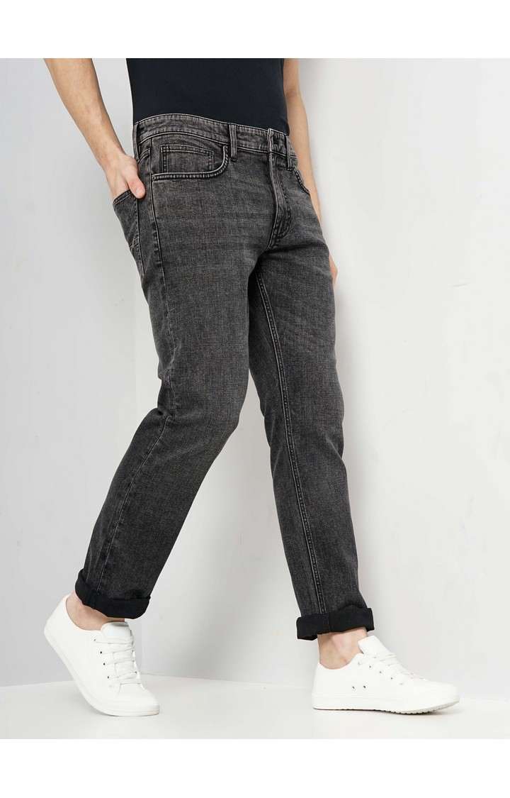 Celio Men Black Straight Fit Cotton Twill Denim Jeans