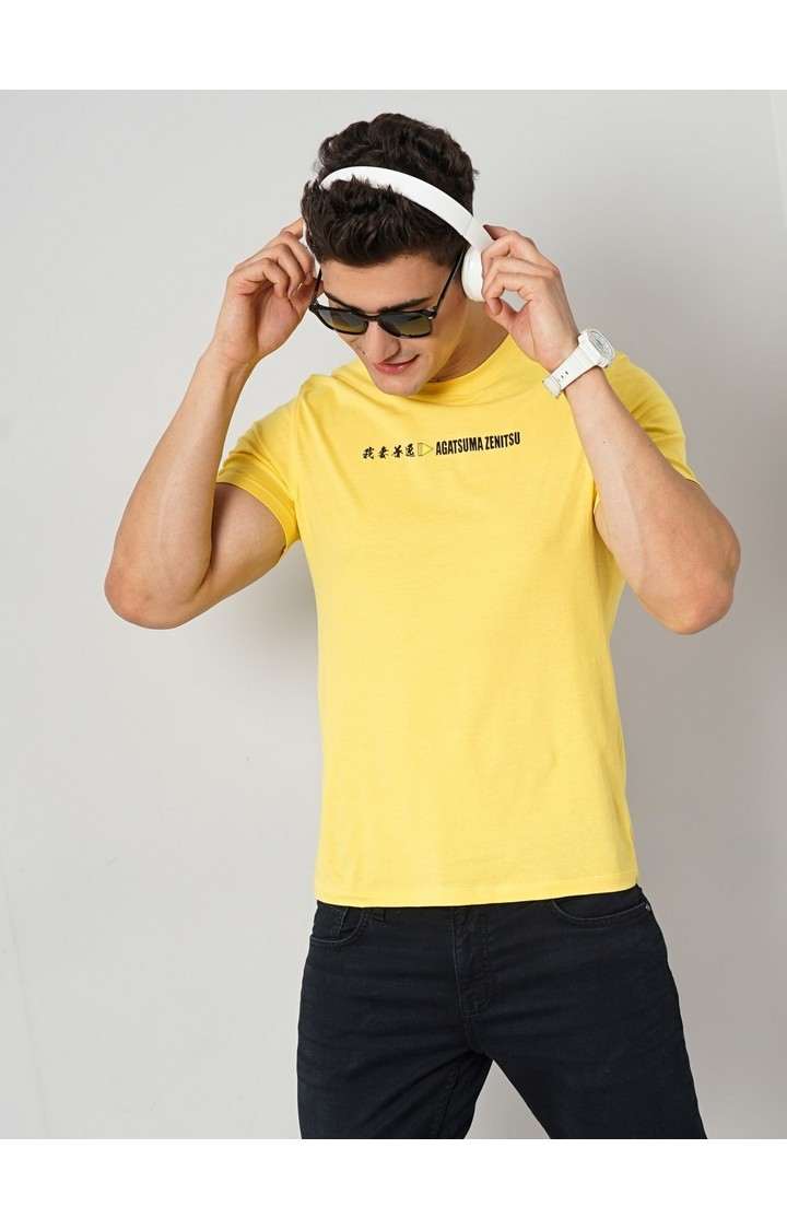 Demon Slayer - Yellow Round Neck Short Sleeves Cotton Tshirt XS