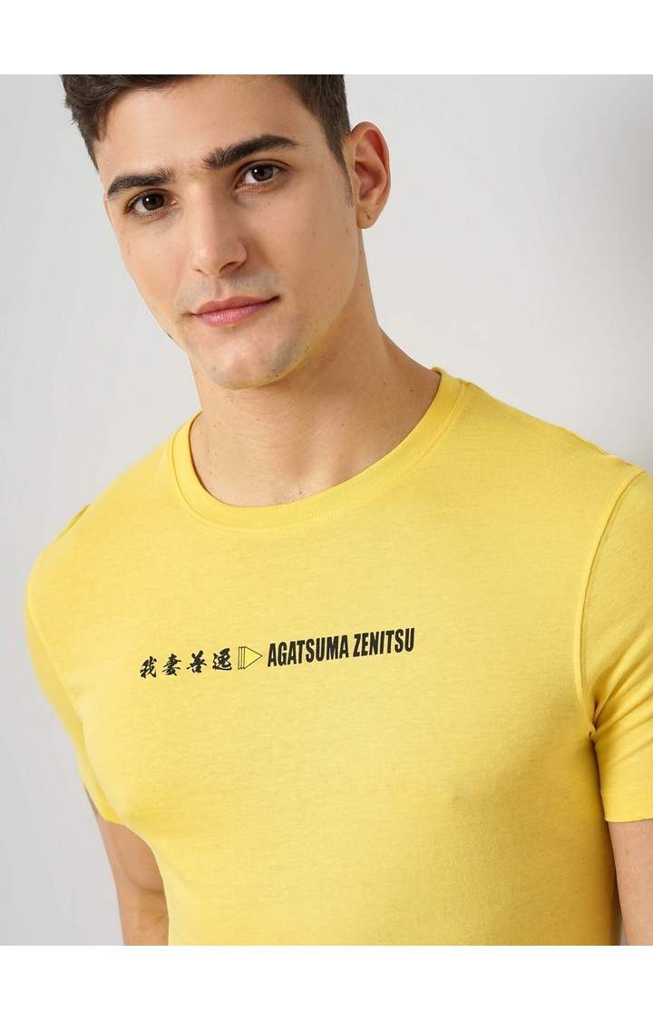 Demon Slayer - Yellow Round Neck Short Sleeves Cotton Tshirt XS