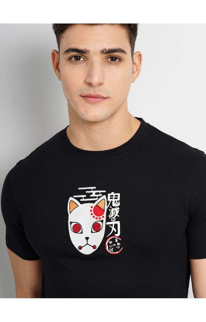 Demon Slayer - Black Round Neck Short Sleeves Cotton Tshirt XS