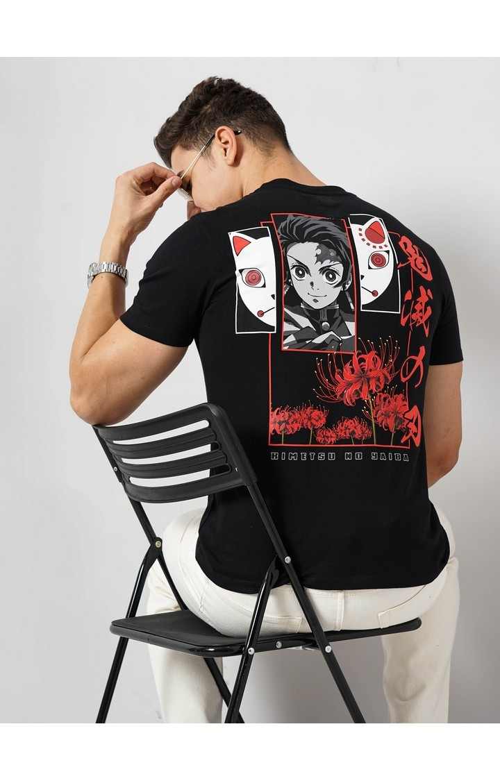 Demon Slayer - Black Round Neck Short Sleeves Cotton Tshirt XS