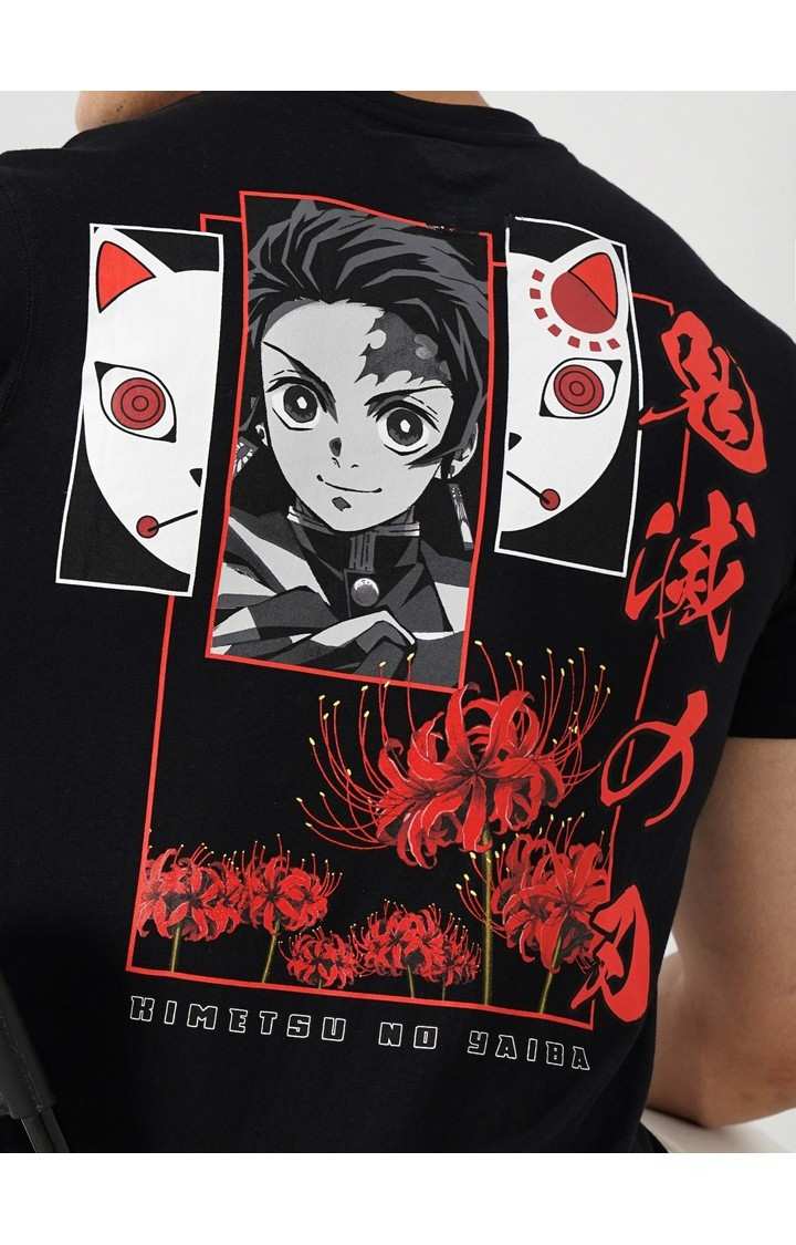Demon Slayer - Black Round Neck Short Sleeves Cotton Tshirt XS