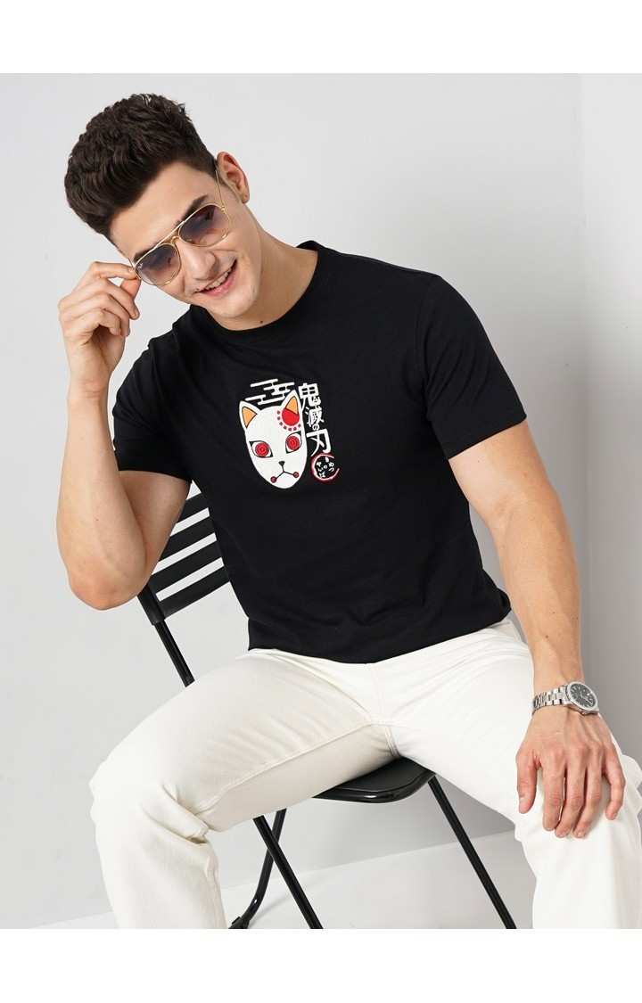 Demon Slayer - Black Round Neck Short Sleeves Cotton Tshirt XS