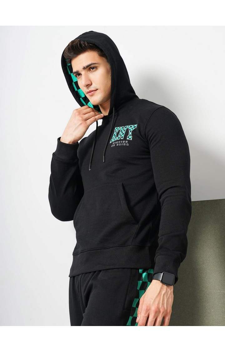 Demon Slayer - Black Graphic Printed Cotton Hooded Sweatshirt XS