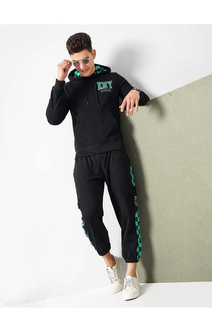 Demon Slayer - Black Graphic Printed Cotton Hooded Sweatshirt XS