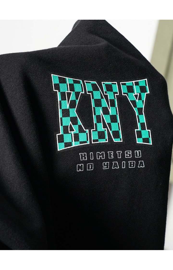 Demon Slayer - Black Graphic Printed Cotton Hooded Sweatshirt XS